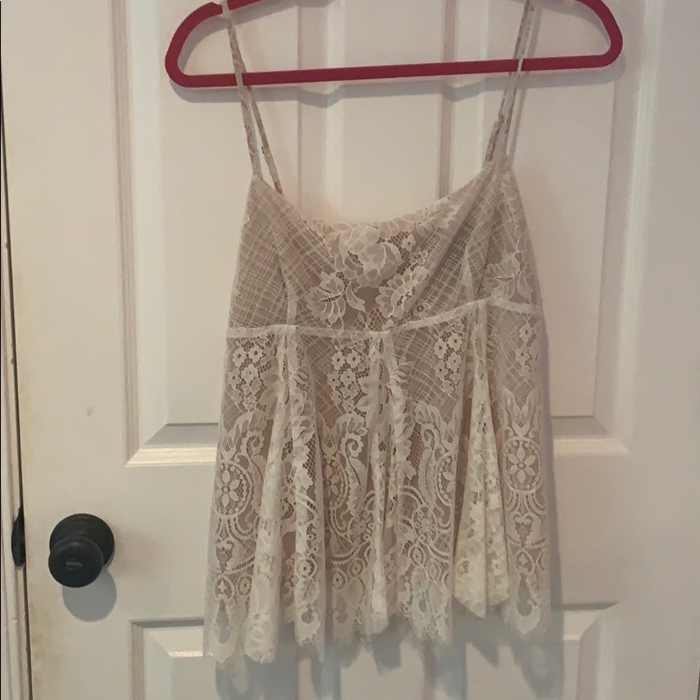Nude lace tank top